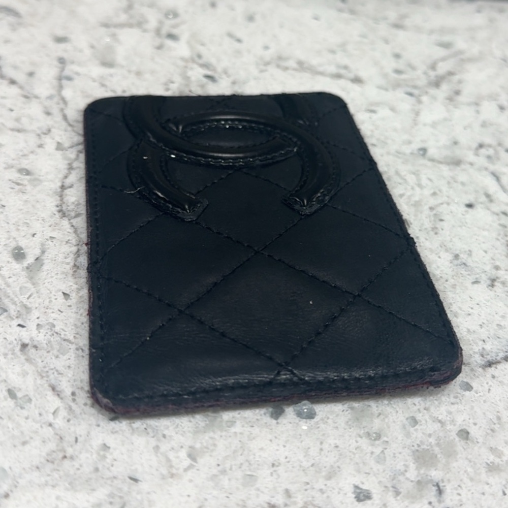 CHANEL Black Quilted Cambon Ligne Card Holder Case Black Slim Wallet  AUTHENTIC - Picture 9 of 12